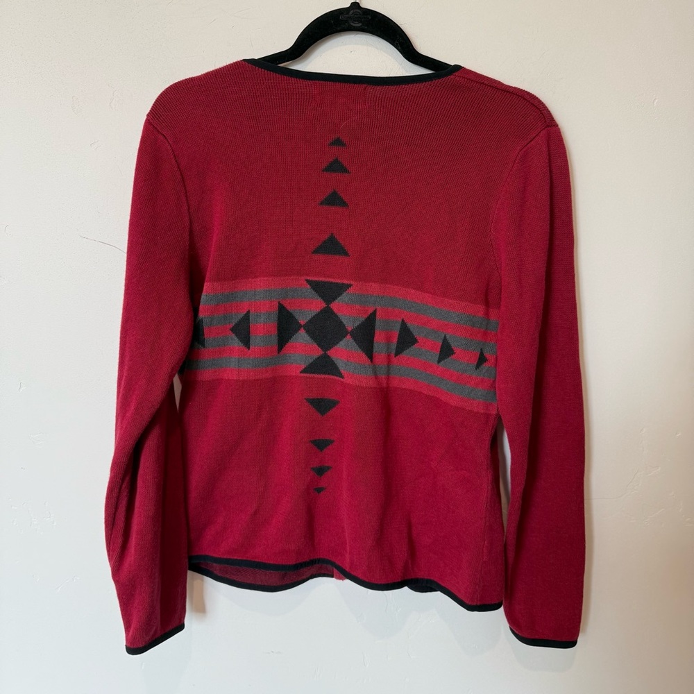 Woolrich Red Women's Cardigan Sweater Size Large Ramie Cotton Holiday Christmas - Picture 7 of 8